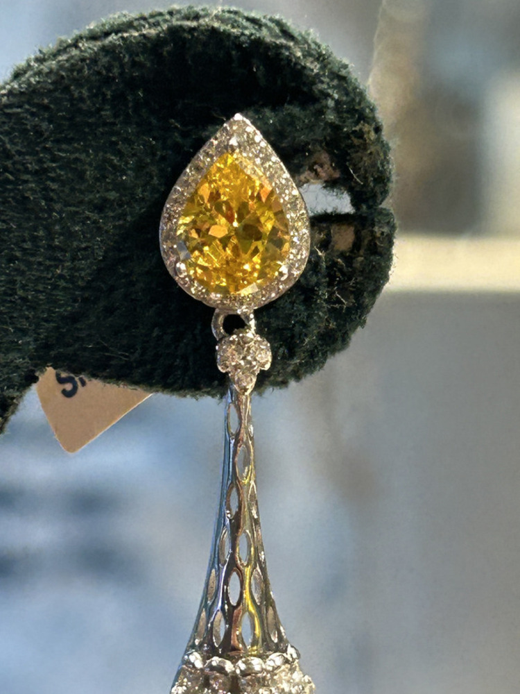 Yellow Sapphire Drop Earrings — front view