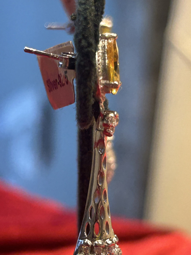 Yellow Sapphire Drop Earrings — hallmark close-up